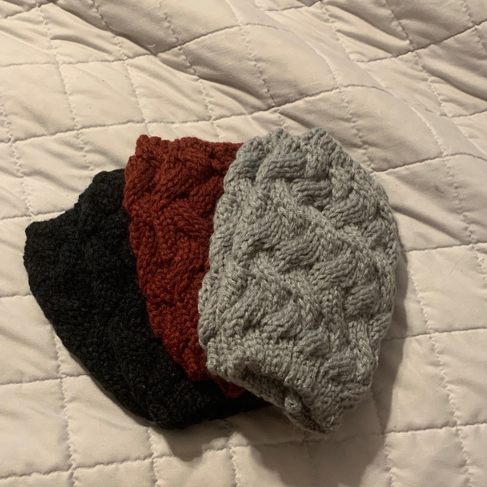 Cozy Knit Headbands in Gray, Red, and Black